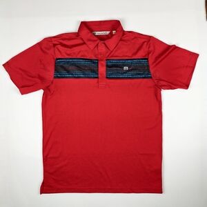 Travis Mathew Men M Polo Shirt Red  Casual Golf Style Athletic Wear Quick Dry